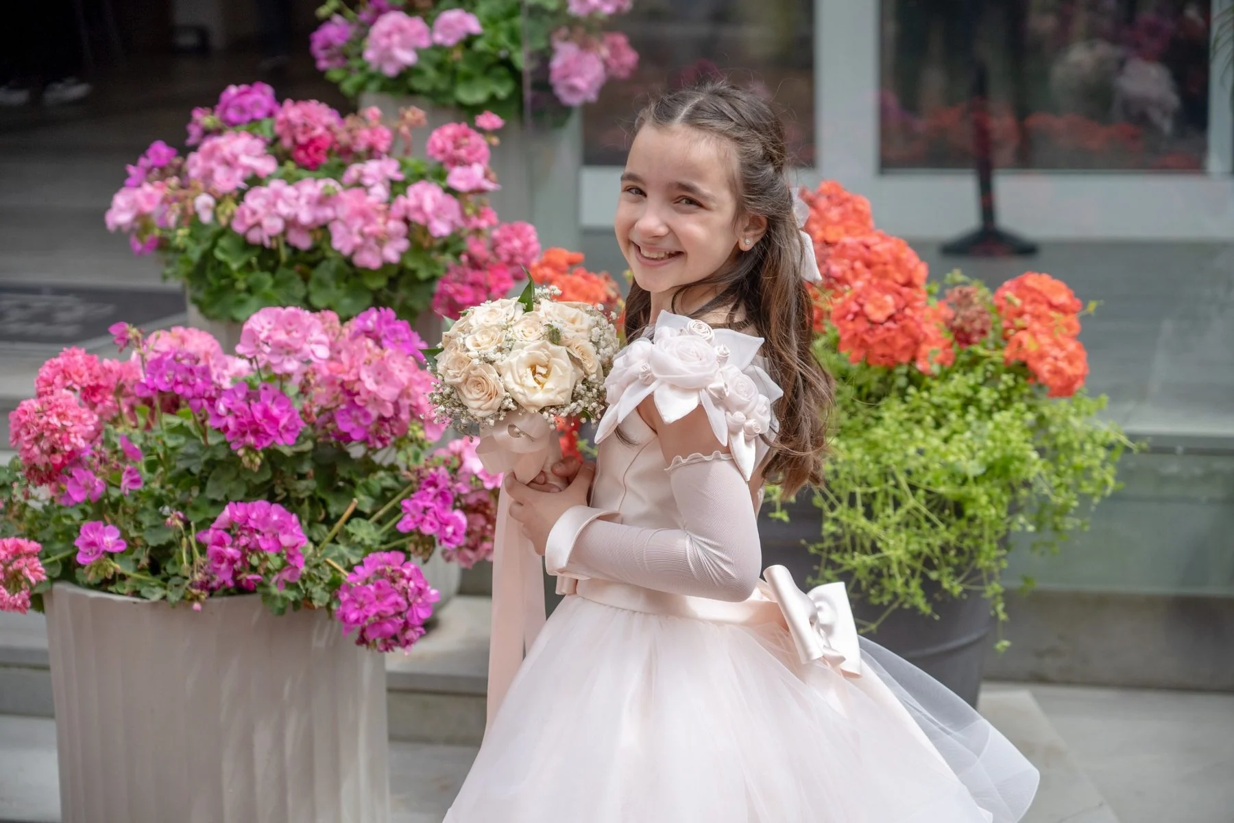 Ritratto Prima Comunione con bouquet